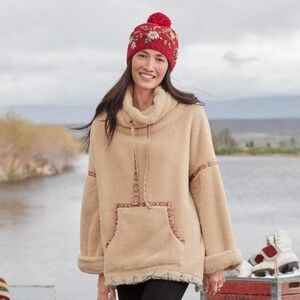 Sundance The Mountain Loft Women's Beige Oversized Fleece Sherpa Pullover L